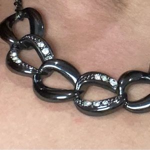 Sexy Chunky chain rhinestone Necklace choker necklace gunmetal grey